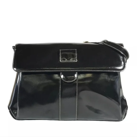 SALVATORE FERRAGAMO BAG SHOULDERBAG ENAMEL LEATHER